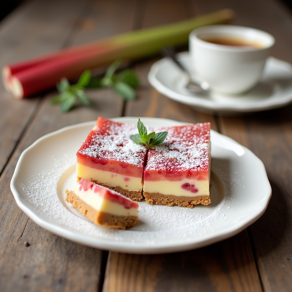 easy rhubarb custard bars recipe